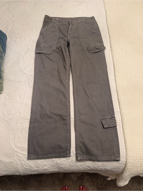 Zara Pants - Zara Gray Straight-Leg Cargo Trousers